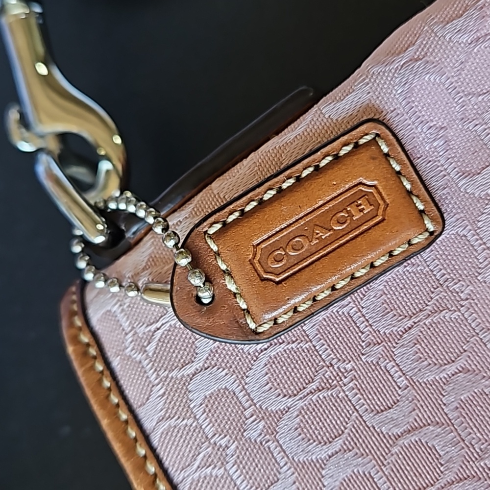 Coach 🎁 Pink Crossbody w CoA. Leather Accents, Canvas Strap - Picture 8 of 15